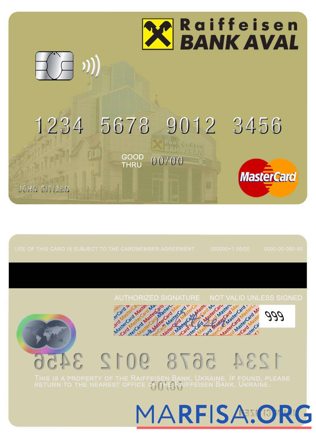 Downloadable Ukraine Raiffeisen Bank mastercard real example